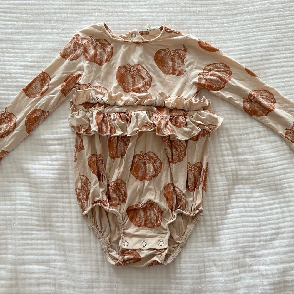 Kate Quinn Pumpkin Print Kids One Piece